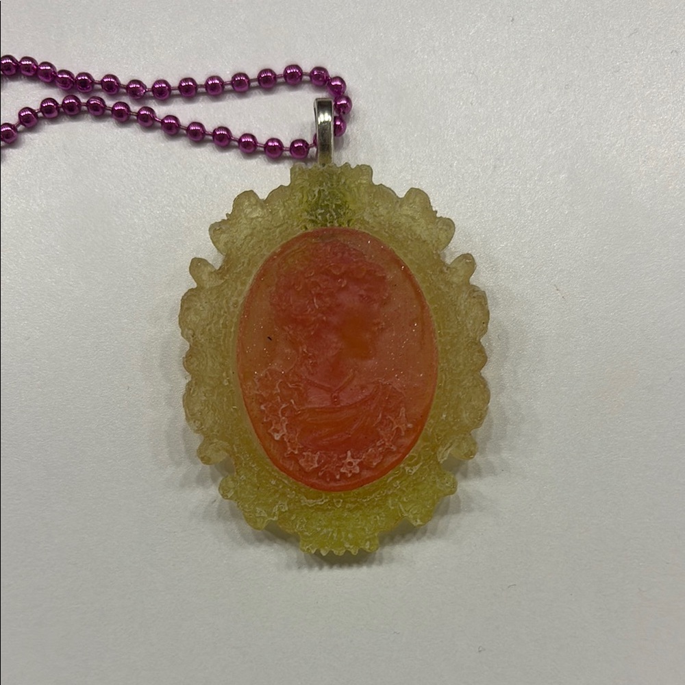 Vintage Orange and Yellow Medallion Necklace